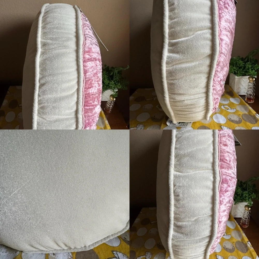 Rachel Zoe NWT ivory, pink silver beaded Witchy Moon decorative Halloween pillow
